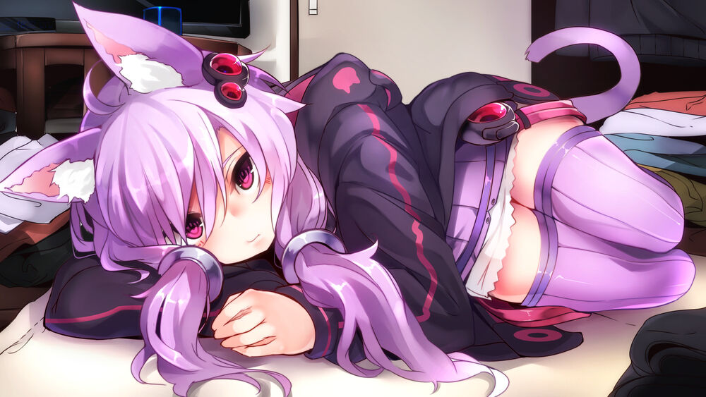 Обои для рабочего стола Vocaloid Yuzuki Yukari / Вокалоид Юзуки Юкари лежит на боку