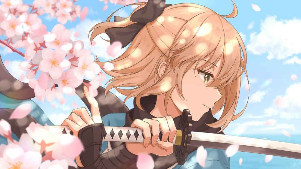 Обои для рабочего стола Okita Souji / Окита Соджи, персонаж из игры Fate: Grand Order / Судьба: Великий Приказ