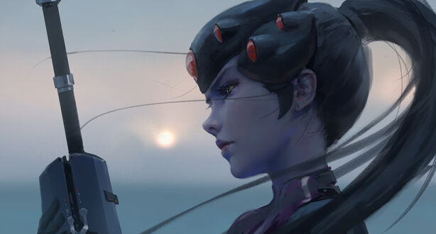 Обои на рабочий стол Роковая Вдова / Амели Лакруа из игры Overwatch / Дозор, by wlop