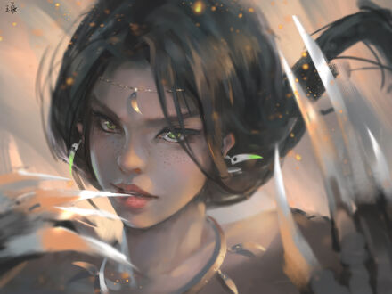 Обои на рабочий стол Принцесса Aeolian из комикса Wang Ling GhostBlade / Призрачный Клинок, by Wlop