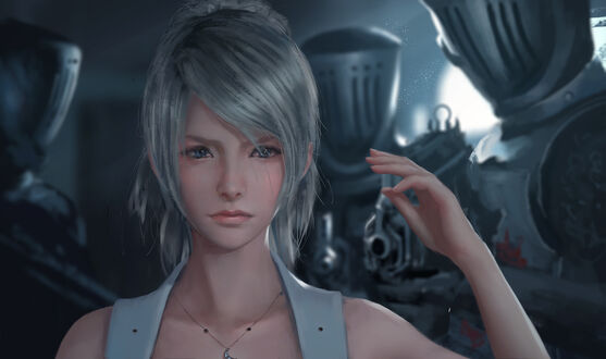 Обои на рабочий стол Лунафрейя / Lunafreya из игры и фильма Final Fantasy XV / Последняя фантазия, by wlop