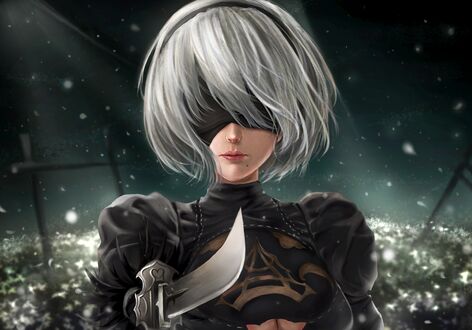 Обои на рабочий стол YoRHa No. 2 Type B из игры NieR: Automata, by Those Girls