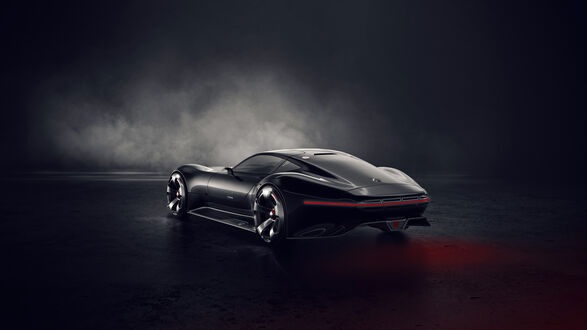 Обои на рабочий стол Концепт-кар Mercedes-Benz AMG Vision Gran Turismo сзади на черном фоне