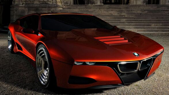 Обои на рабочий стол BMW M1 Hommage concept припаркован возле лестницы здания