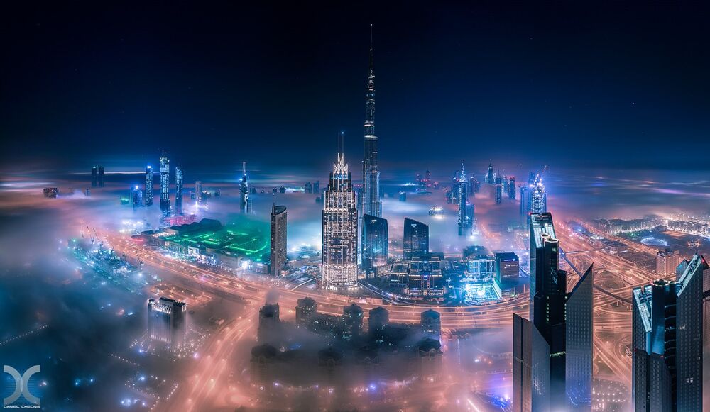 Обои для рабочего стола Туманная ночь в Дубае, фотограф Daniel Cheong