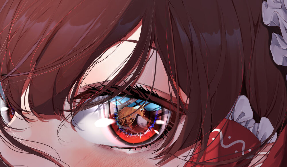 Обои для рабочего стола Глаз крупным планом Hakurei Reimu / Рейму Хакурей из игры Проект Восток / Touhou Project