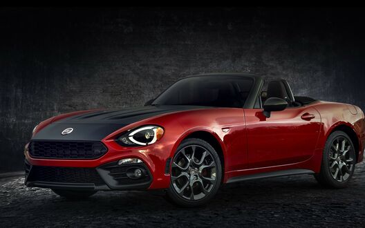 Обои на рабочий стол Родстер, Fiat 124 Spider на темно фоне