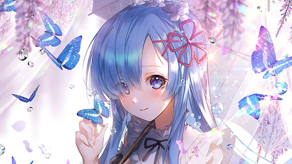 Обои на рабочий стол Rem / Рем из аниме Re:Zero kara Hajimeru Isekai Seikatsu / Re:Zero. Жизнь с нуля в альтернативном мире