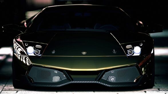 Обои на рабочий стол Lamborghini Аventador в полутемноте