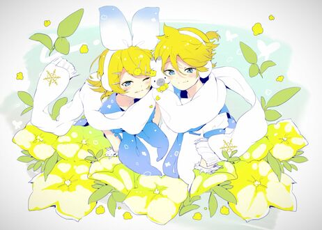 Обои на рабочий стол Vocaloids / Вокалоиды Kagamine Len / Вокалоиды Кагамине Лен и Кагамине Рин / Kagamine Rin