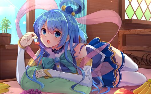 Обои на рабочий стол Aqua / Аква из аниме Kono Subarashii Sekai ni Shukufuku wo!/Этот замечательный мир!