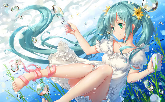 Обои на рабочий стол Vocaloid Hatsune Miku / Вокалоид Хатсунэ Мику под водой