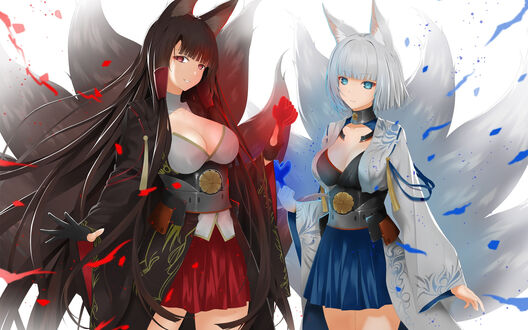 Обои на рабочий стол Akagi & Kaga / Акаги и Каги из игры Azur Lane