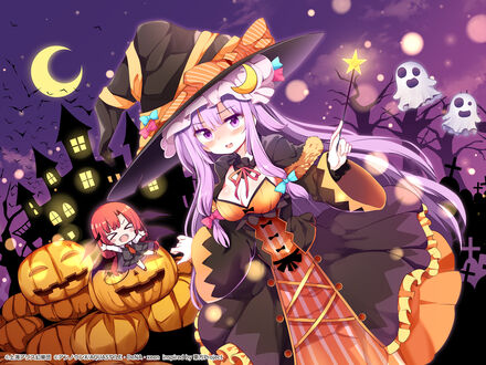 Обои на рабочий стол Touhou Danmaku Kagura из серии компьютерных игр Touhou Project / «Проект «Восток» в ночь хеллоуина