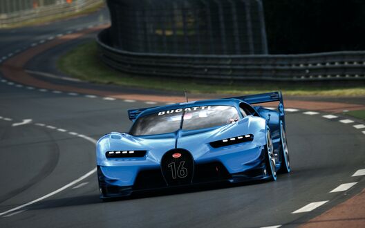 Обои на рабочий стол Bugatti Vision Gran Turismo на гоночном треке