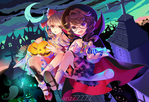 Обои на рабочий стол Ренко Усами / Renko Usami и Сумиреко Усами / Sumireko Usami из аниме и игры Touhou Project / Проект Восток