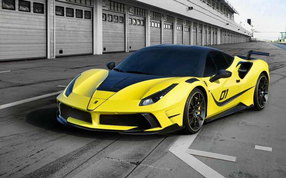 Обои для рабочего стола Ferrari 488 mansory siracusa 4xx на гоночном треке