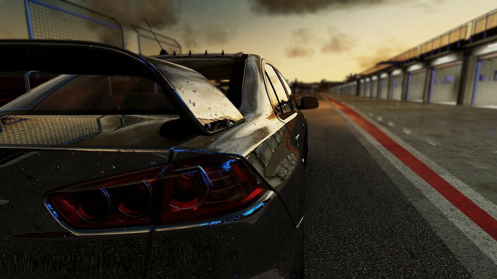 Обои для рабочего стола Lancer evo project cars 3 на гоночном треке вид сзади