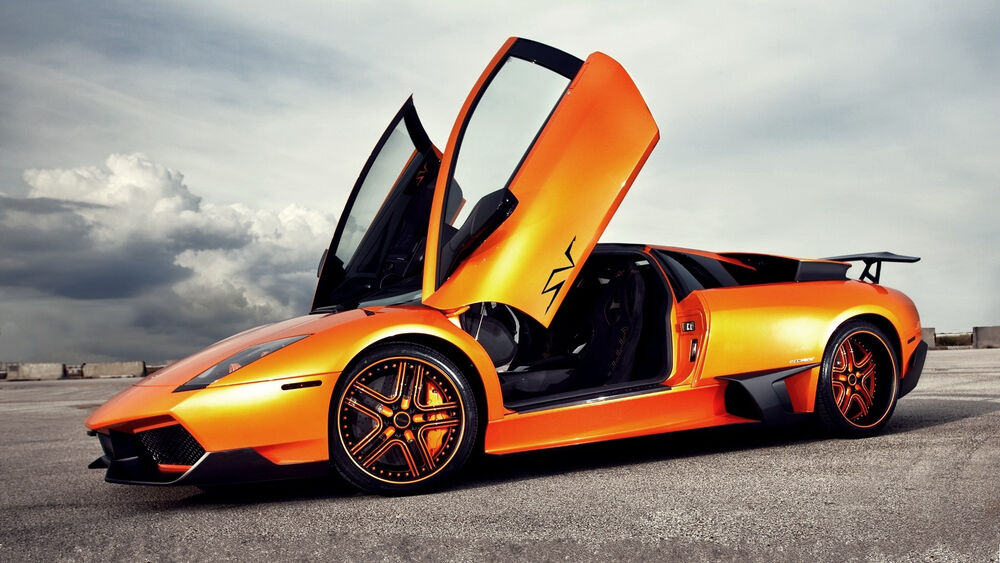 Обои для рабочего стола Lamborghini murcielago оранжевый