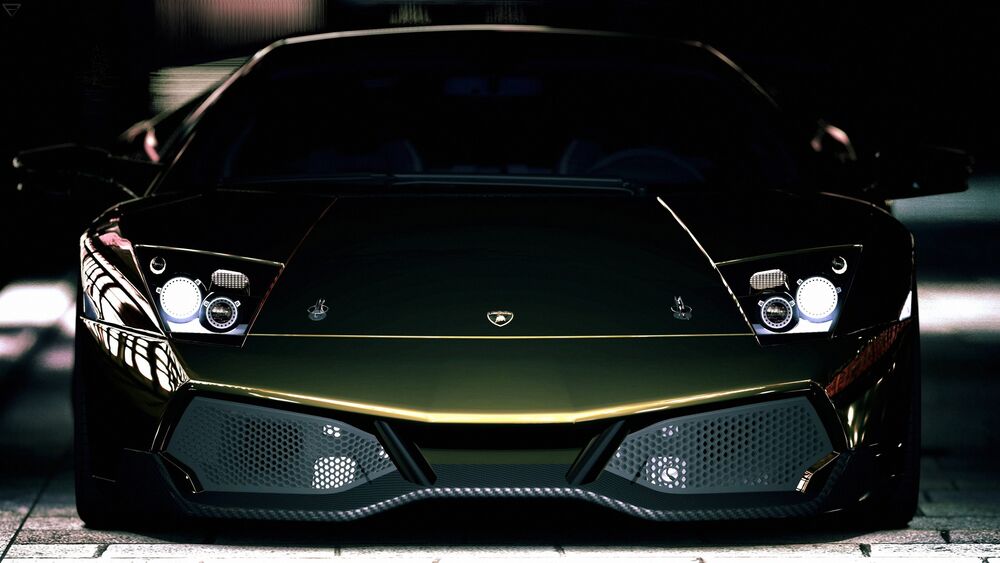 Обои для рабочего стола Lamborghini Аventador в полутемноте
