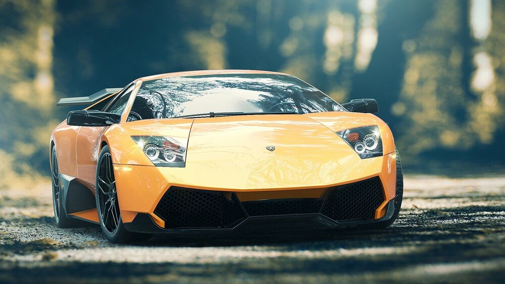 Обои для рабочего стола Lamborghini murcielago lp670-4 стоит на проселочной дороге