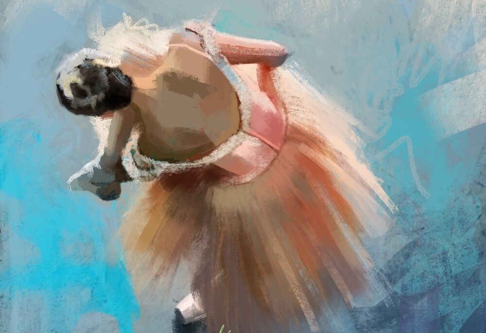 Обои для рабочего стола Балерина в розовой пачке со спины, by Victor Amle