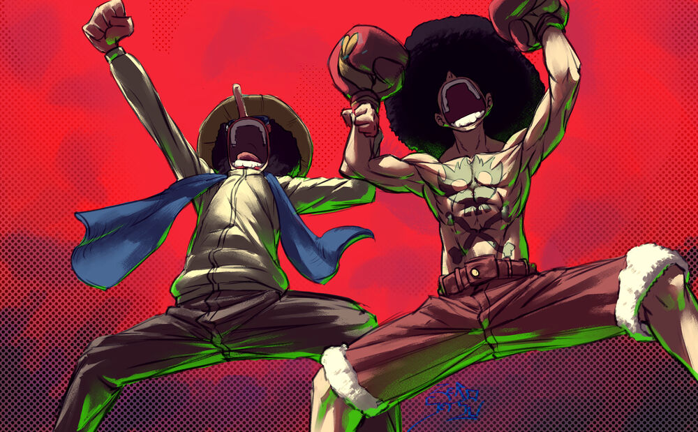 Обои для рабочего стола Luffy Monkey D./Монки Д. Луффи и Usopp из аниме One Piece / Ван Пис