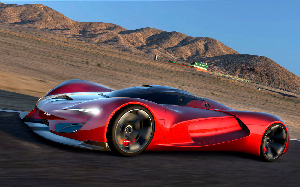 Обои для рабочего стола 2015 srt tomahawk vision gran turismo concept мчится по трассе в пустыне