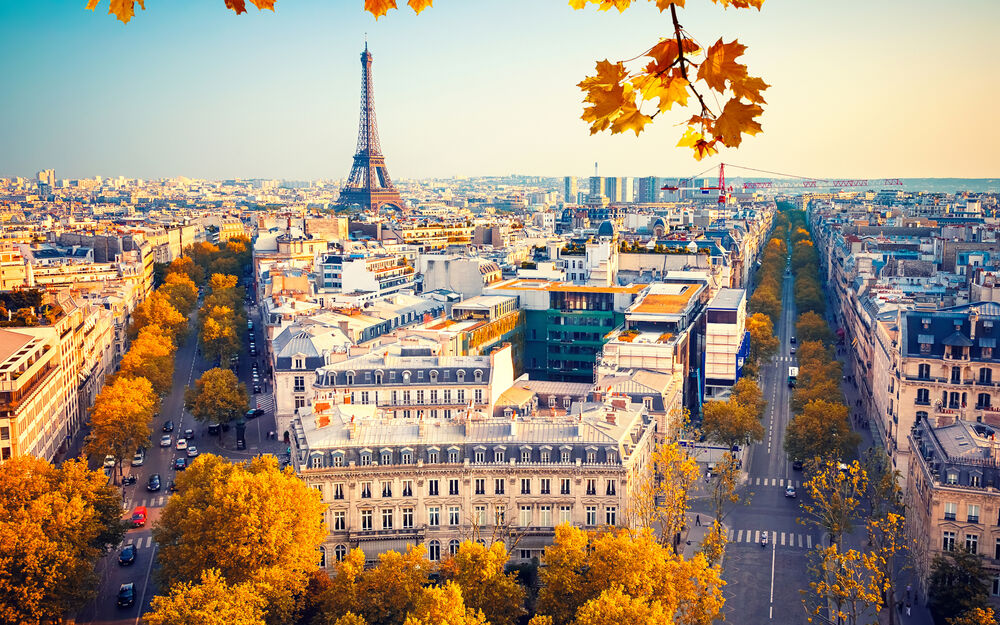 Обои для рабочего стола Панорама города Париж с верху