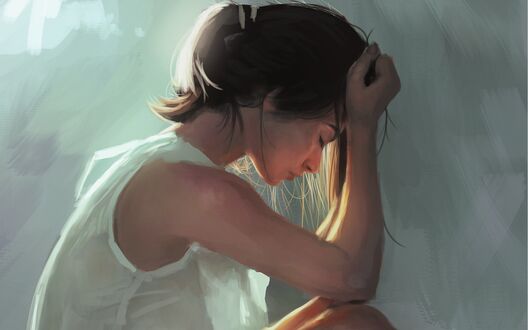 Обои на рабочий стол Девушка держит руки у головы, by Elijah Sparshott