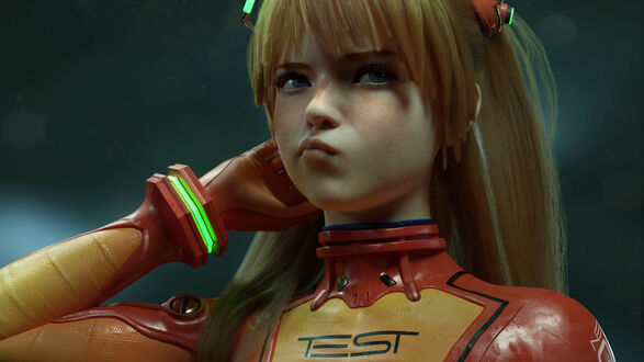 Обои на рабочий стол Asuka Langley Soryu / Сорью Аска Лэнгли из аниме Evangelion / Евангелион, by Lou LL