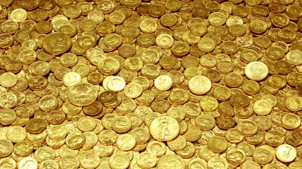 Обои на рабочий стол Множество золотых монет