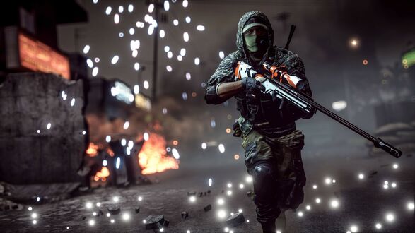 Обои на рабочий стол Разведчик с винтовкой из игры Battlefield