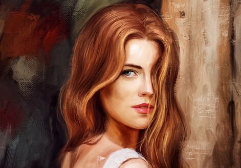 Обои на рабочий стол Портрет красивой девушки с длинными волосами, by Serebrovaartes-Artes