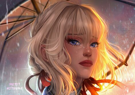 Обои на рабочий стол Violet Evergarden / Вайолет Эвергарден из аниме Violet Evergarden, by Stella Colorado