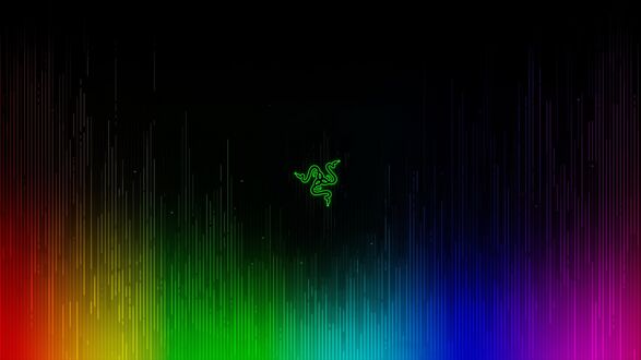 Обои на рабочий стол Логотип Razer на радужном фоне