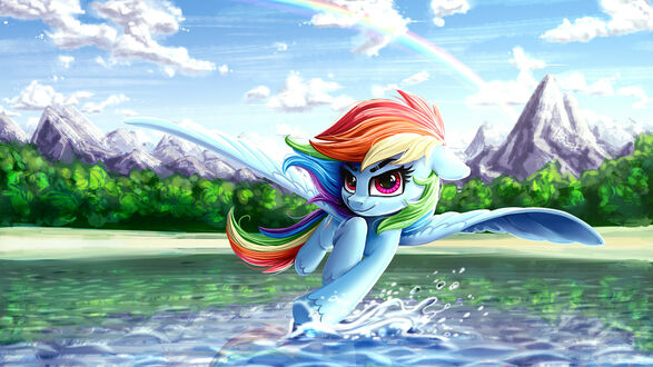 Обои Rainbow Dash / Радуга Дэш, персонаж из мультсериала Мой маленький пони: Дружба – это чудо / My Little Pony: Friendship is Magic / MLP:FiM