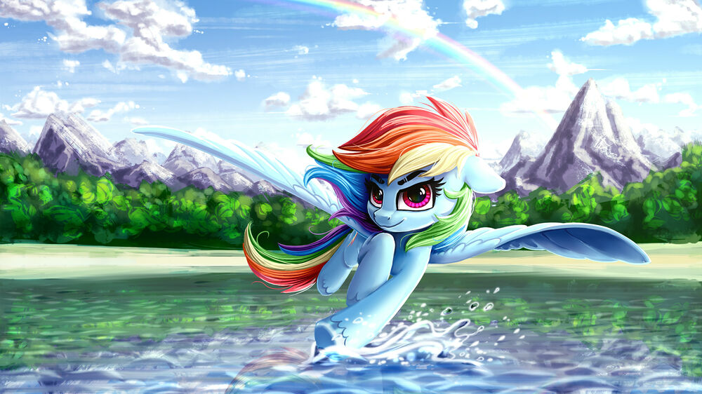 Обои для рабочего стола Rainbow Dash / Радуга Дэш, персонаж из мультсериала Мой маленький пони: Дружба – это чудо / My Little Pony: Friendship is Magic / MLP:FiM