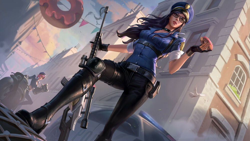 Обои для рабочего стола Officer Caitlyn / Офицер Кейтлин, персонаж из видеоигры League of Legends / Лига Легенд