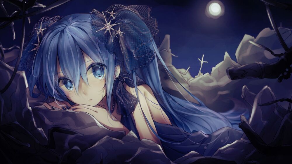 Обои для рабочего стола Vocaloid Hatsune Miku / Вокалоид Хатсунэ Мику силит