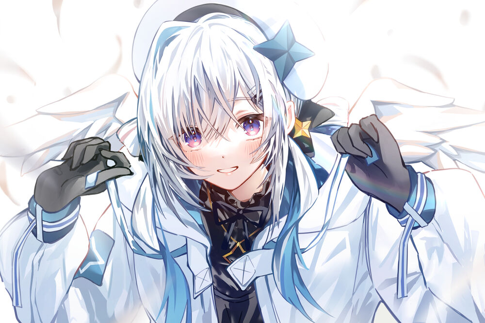 Обои для рабочего стола Каната Аманэ / Kanata Amane, виртуальный ютубер Hololive и персонаж аниме Граффити Холо / Holo no Graffiti