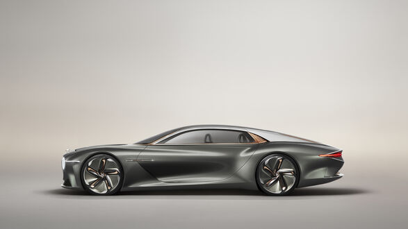 Обои на рабочий стол Bentley EXP100GT на сером фоне сбоку