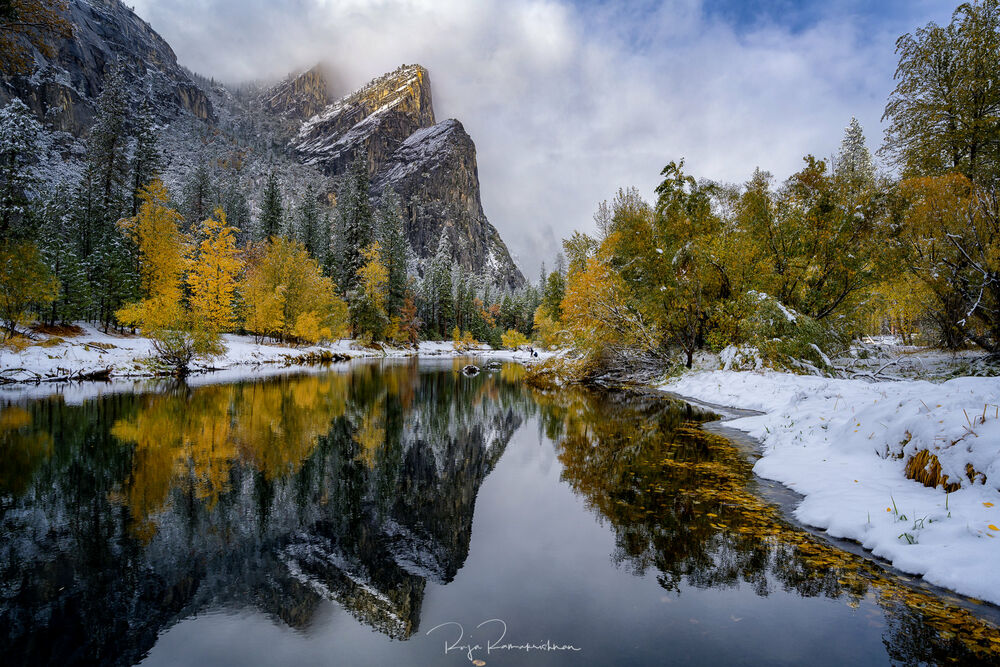 Обои для рабочего стола Первый снег в Yosemite National Park / Йосемитском национальном парке