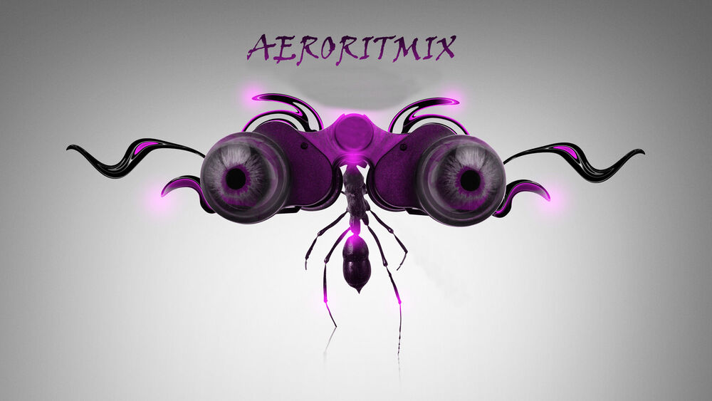 Обои для рабочего стола Сиреневые глаза на сером фоне в бинокле (Aeroritmix)