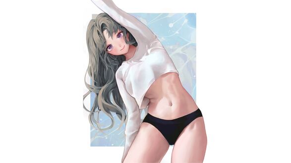 Обои на рабочий стол Anime Girl in Black Panties and white Tshirt