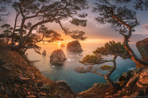 Обои на рабочий стол Sunset Sea View from top