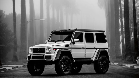 Обои на рабочий стол Mercedes G classe Wagon, Logan Paul design, белого цвета