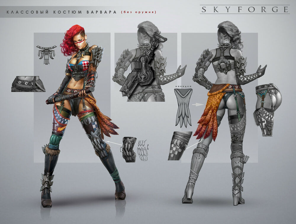 Обои для рабочего стола Костюм варвара без оружия из игры Skyforge
