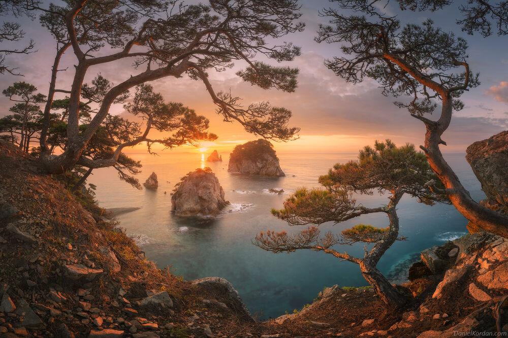 Обои для рабочего стола Sunset Sea View from top