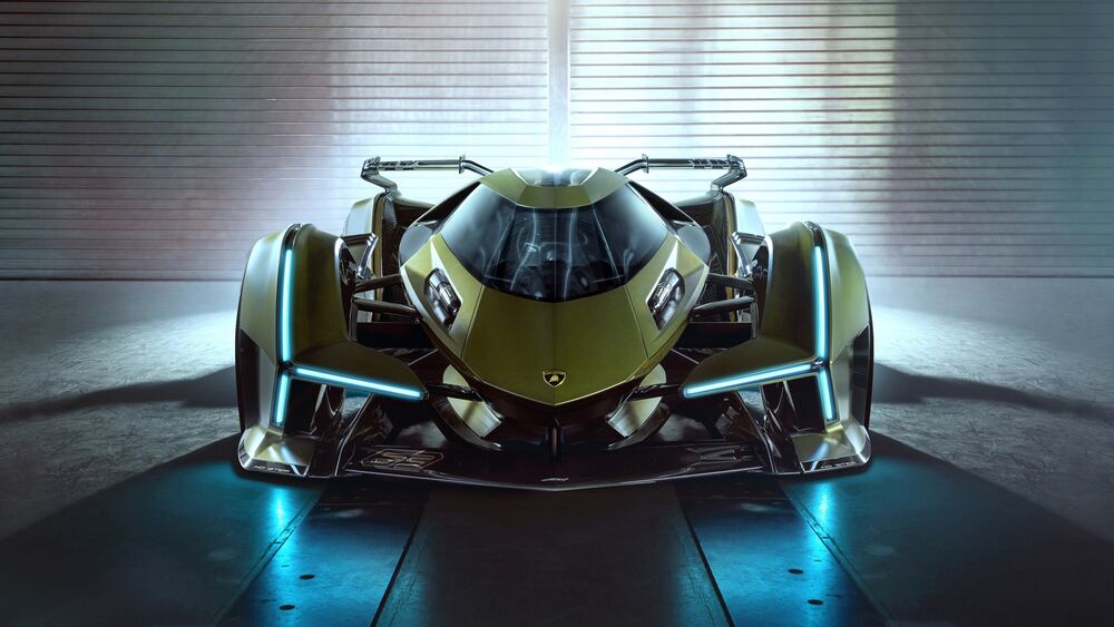 Обои для рабочего стола Концепт кар lamborghini - Lambo V12 Vision Gran Turismo цвета хаки